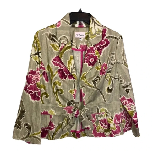 J28 NWT 3 SISTERS TIE FRONT JACKET MULTICOLOR SZ S - Picture 2 of 8